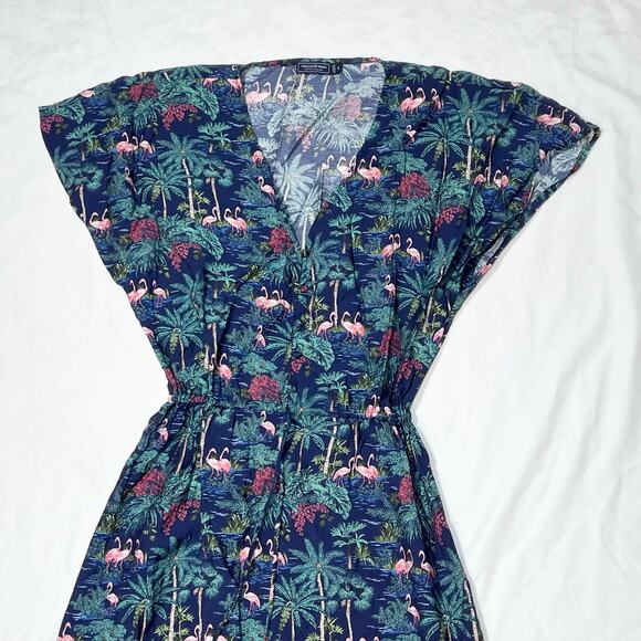 Vineyard Vines Textured Button Front Kaftan Sleeveless Dress Tropical Navy Small - Picture 3 of 14